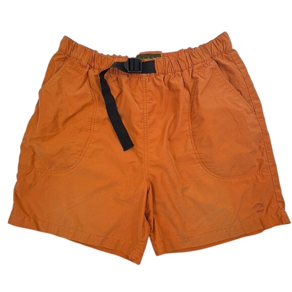 Y2K Timberland Belted Trail Shorts 2001 Utility Hiking River Orange Gorpcore L - Picture 1 of 16